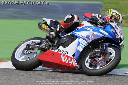 2009-05-09 Monza 0894 Supersport - Free Practice - Fabrizio Lai - Honda CBR600RR
